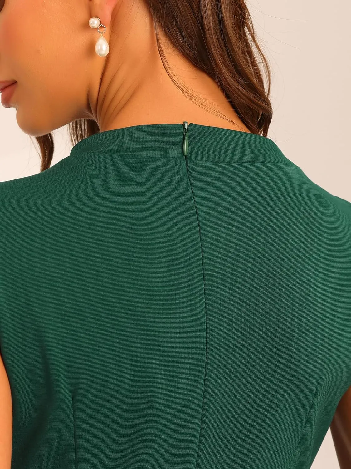 Allegra K Work Dress for Women's Crew Neck Business Casual Knee Length Sleeveless Sheath Dresses