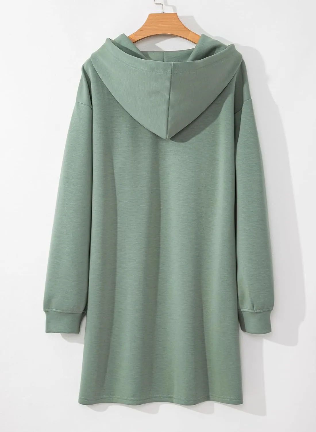 AlvaQ Womens Dresses Fall Winter 2024 Casual Long Sleeve Drawstring Pleated Hoodies Sweatshirt Pullover Tunic Mini Dress