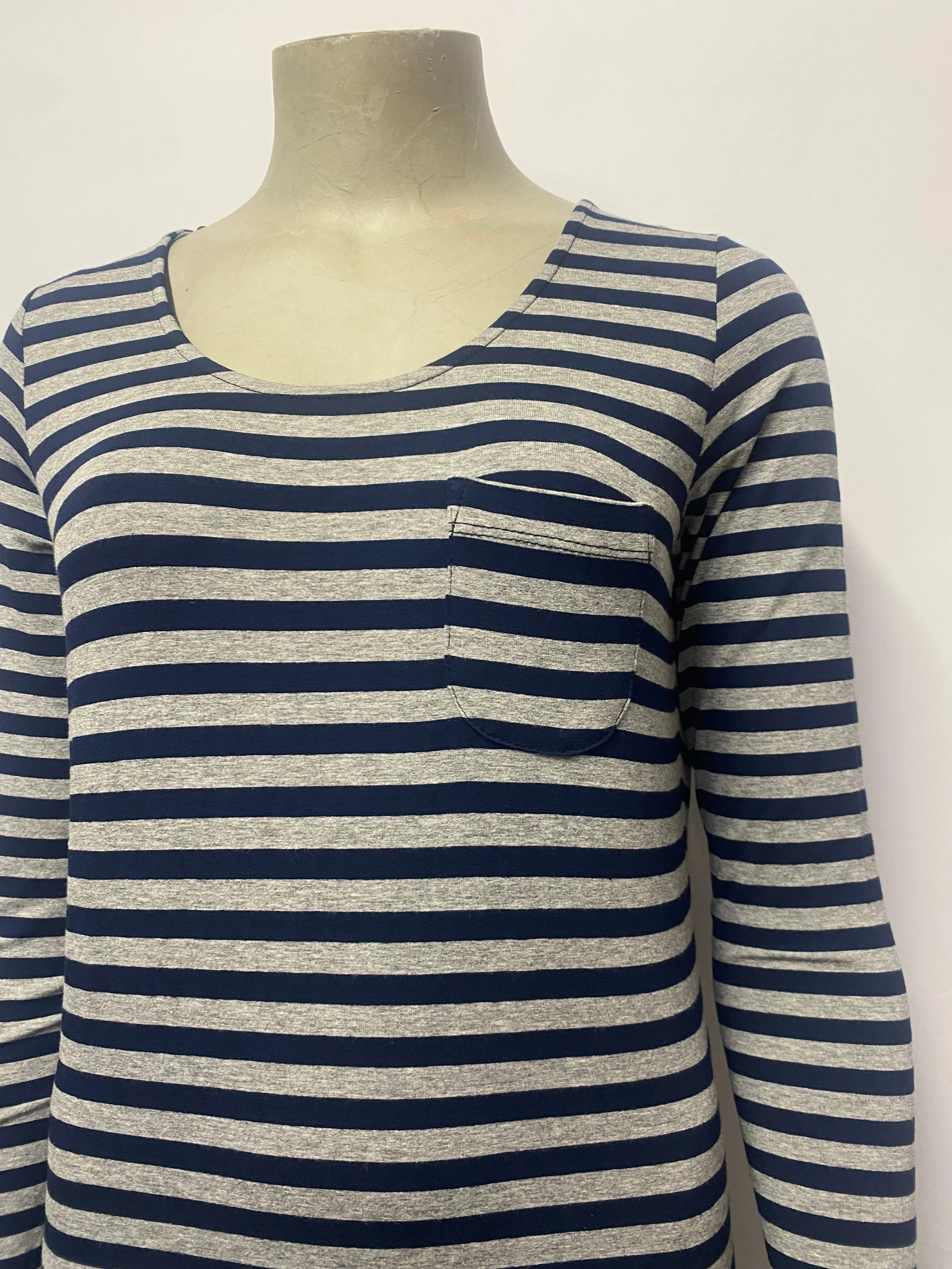 Autograph Grey and Blue Stripe Jersey Stretch Maxi Dress 10 BNWT
