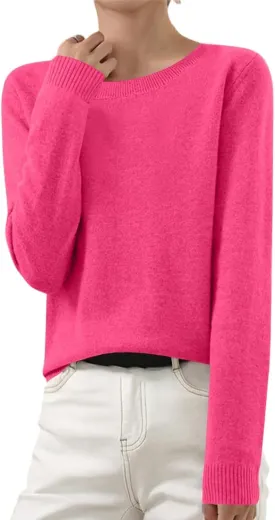 Cashmere Sweaters for Women Long Sleeve Tops Crew Neck Knit Sweater Ladies Warm Soft Lightweight Pullover