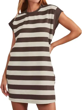 Casual Summer Dresses for Women 2025,Summer Striped Tshirt Short Dress Loose Cap Sleeves Round Neck Tshirt Beach Dresses