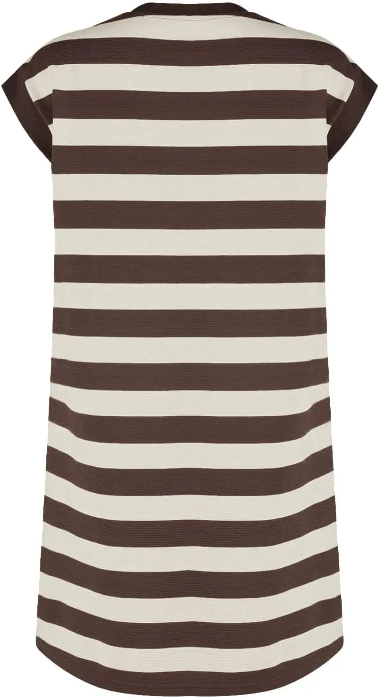 Casual Summer Dresses for Women 2025,Summer Striped Tshirt Short Dress Loose Cap Sleeves Round Neck Tshirt Beach Dresses