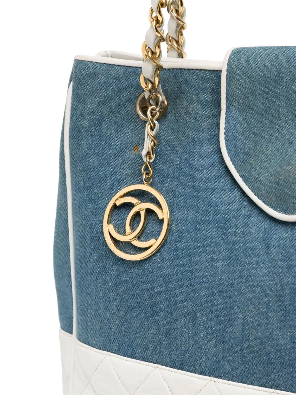 CC Denim Diamond Quilted Tote Bag