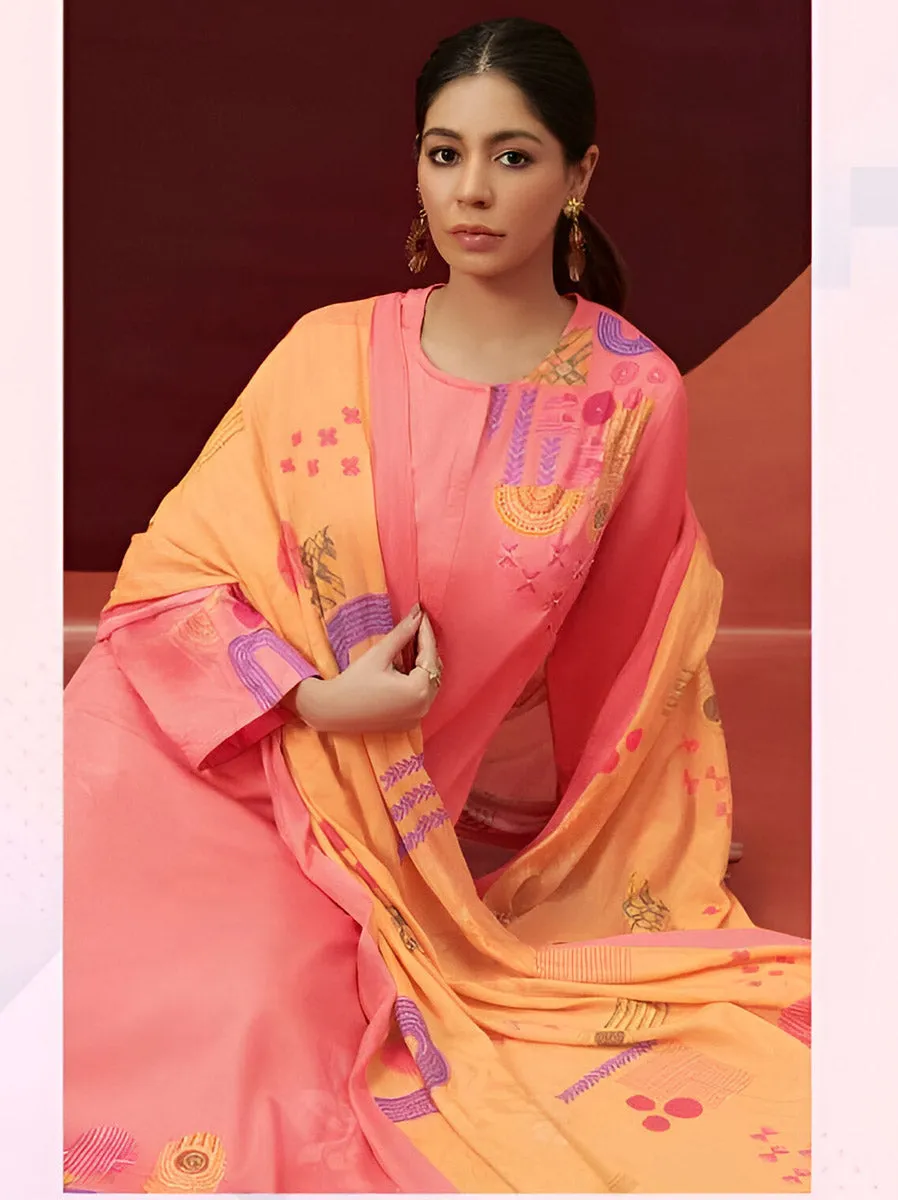 Cotton Satin Printed Unstitched Suit Dress Material for Women