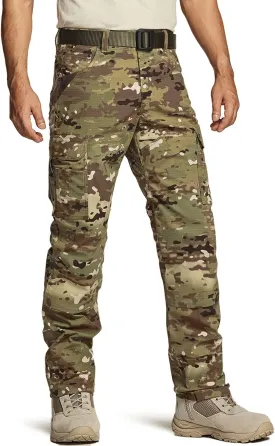 CQR Men's Flex Ripstop Work Pants, Water Resistant Tactical Pants, Outdoor Utility Operator EDC Cargo Pants