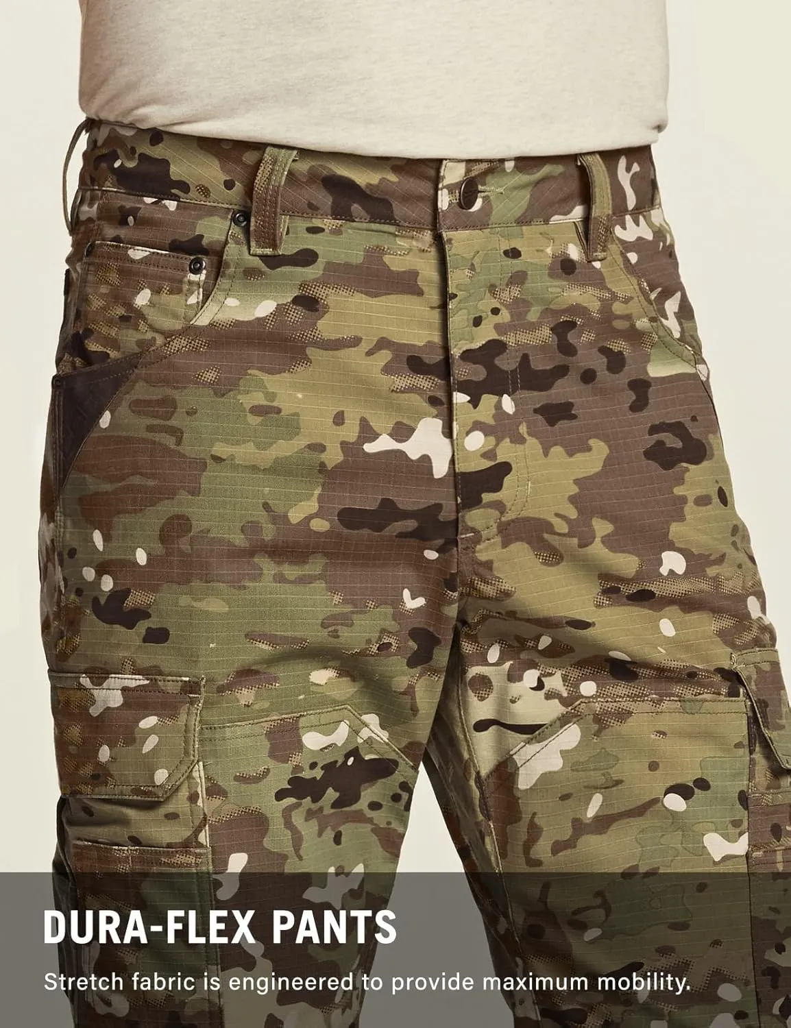 CQR Men's Flex Ripstop Work Pants, Water Resistant Tactical Pants, Outdoor Utility Operator EDC Cargo Pants