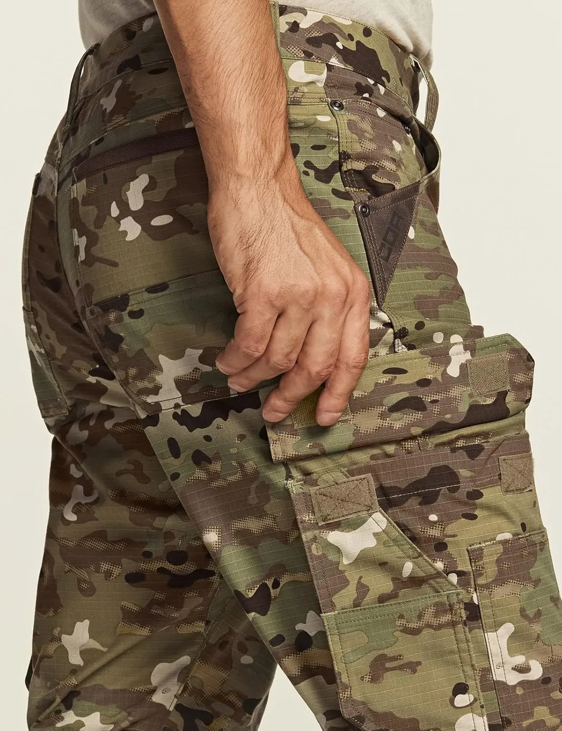 CQR Men's Flex Ripstop Work Pants, Water Resistant Tactical Pants, Outdoor Utility Operator EDC Cargo Pants