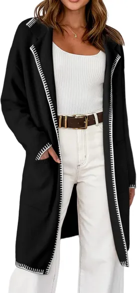 Dokotoo Womens Casual Long Cardigan Sweaters 2024 Winter Coats Fall Jacket Knit Coatigan Outwear with Pockets