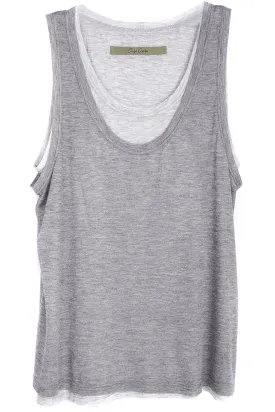 ENZA COSTA DOUBLED Grey Tank