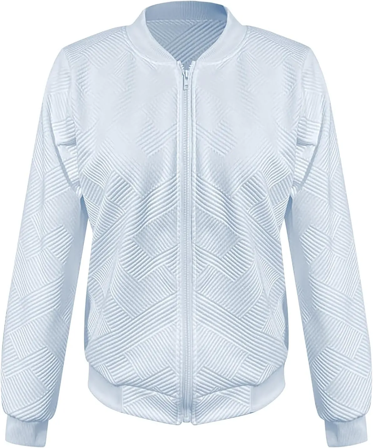 Fleece Jackets for Women Lightweight Full Zip Bomber Jacket Soft Long Sleeve Zip Up Hoodies Crew Neck Sweatshirt