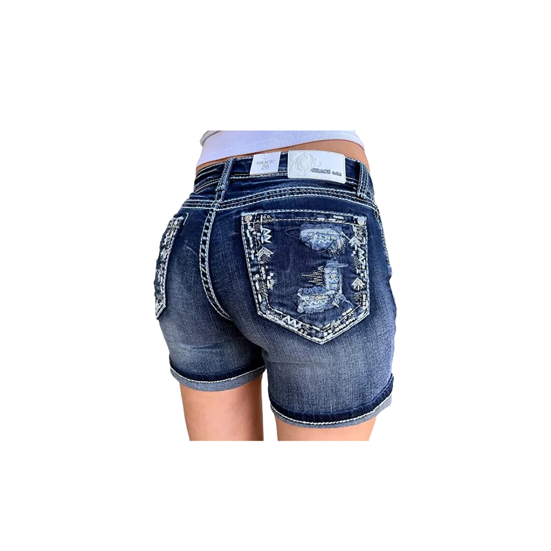 Grace Women's Distressed Pocket Denim Shorts