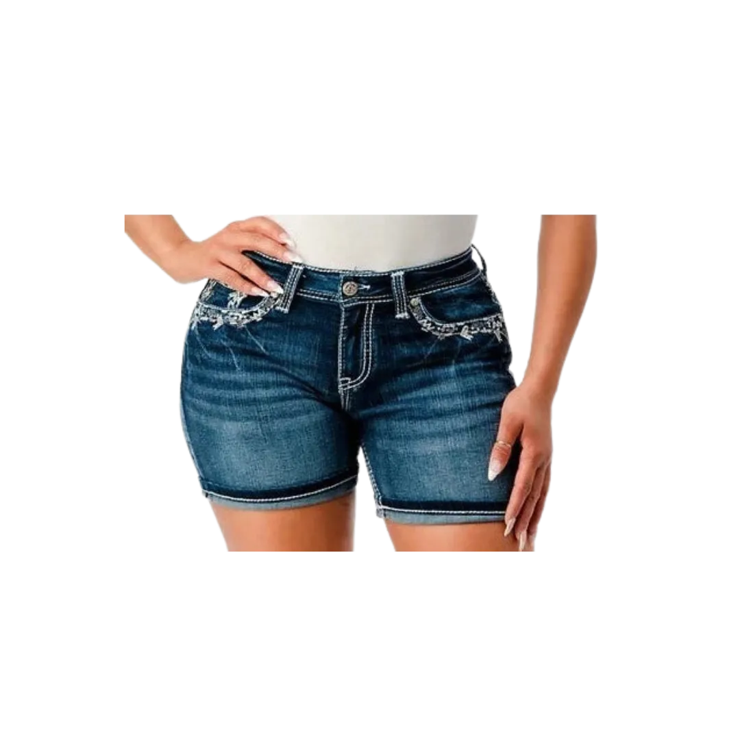 Grace Women's Distressed Pocket Denim Shorts