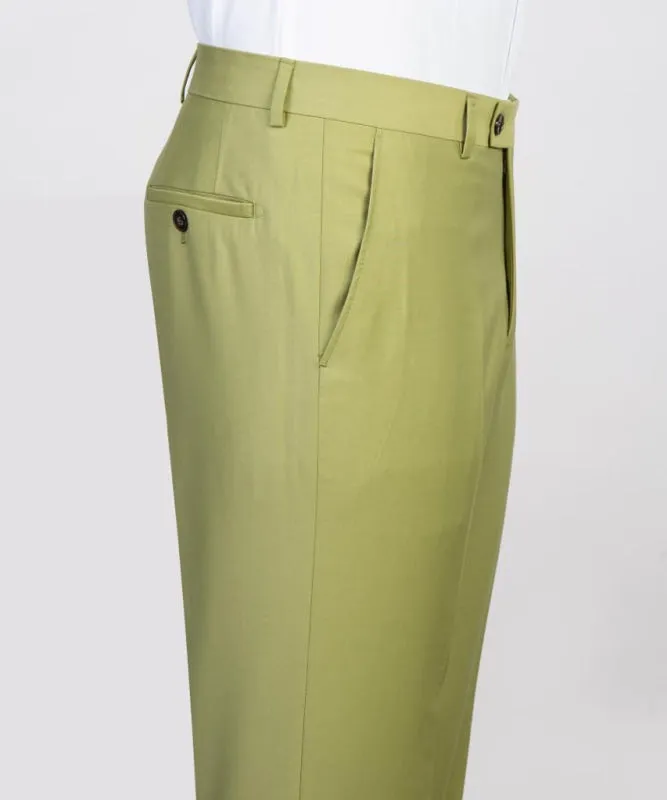 Green Notched Lapel Two Pieces Prom Suits Slim Fit with Belt
