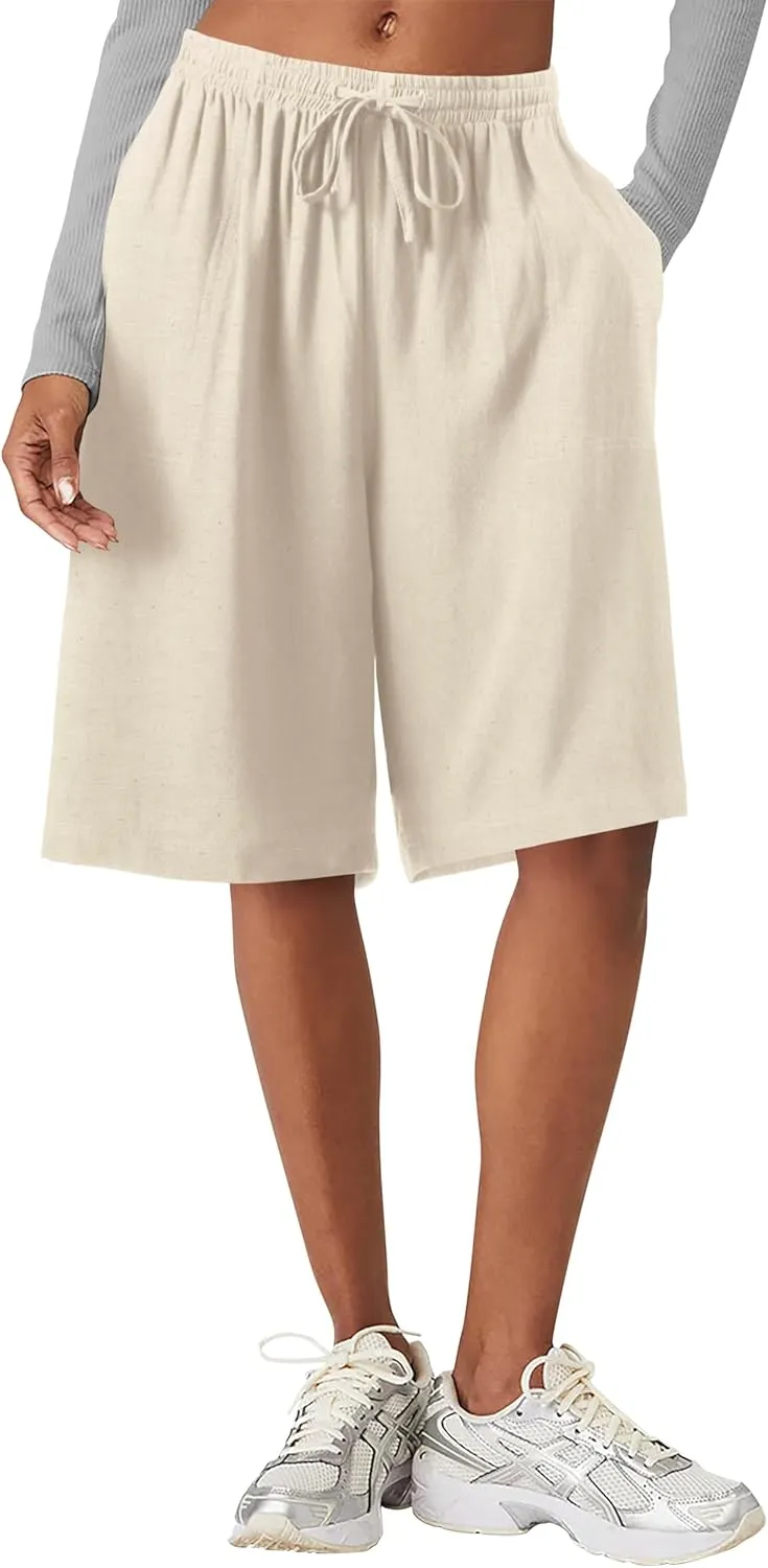 Hat and Beyond Womens Premium Soft Linen Shorts & Pants Relaxed Fit Comfort Resort Wear Boho Beach Coverup Style