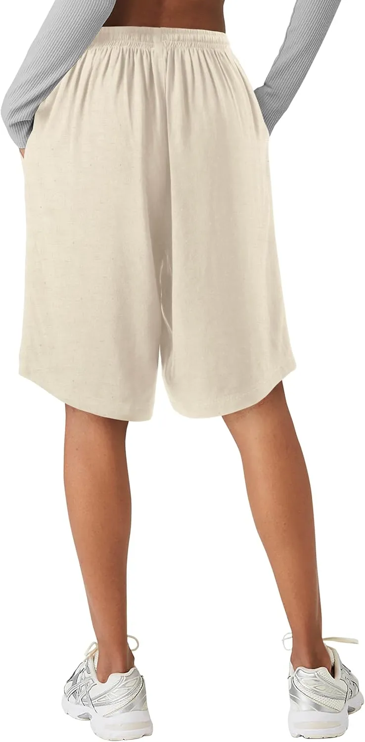 Hat and Beyond Womens Premium Soft Linen Shorts & Pants Relaxed Fit Comfort Resort Wear Boho Beach Coverup Style