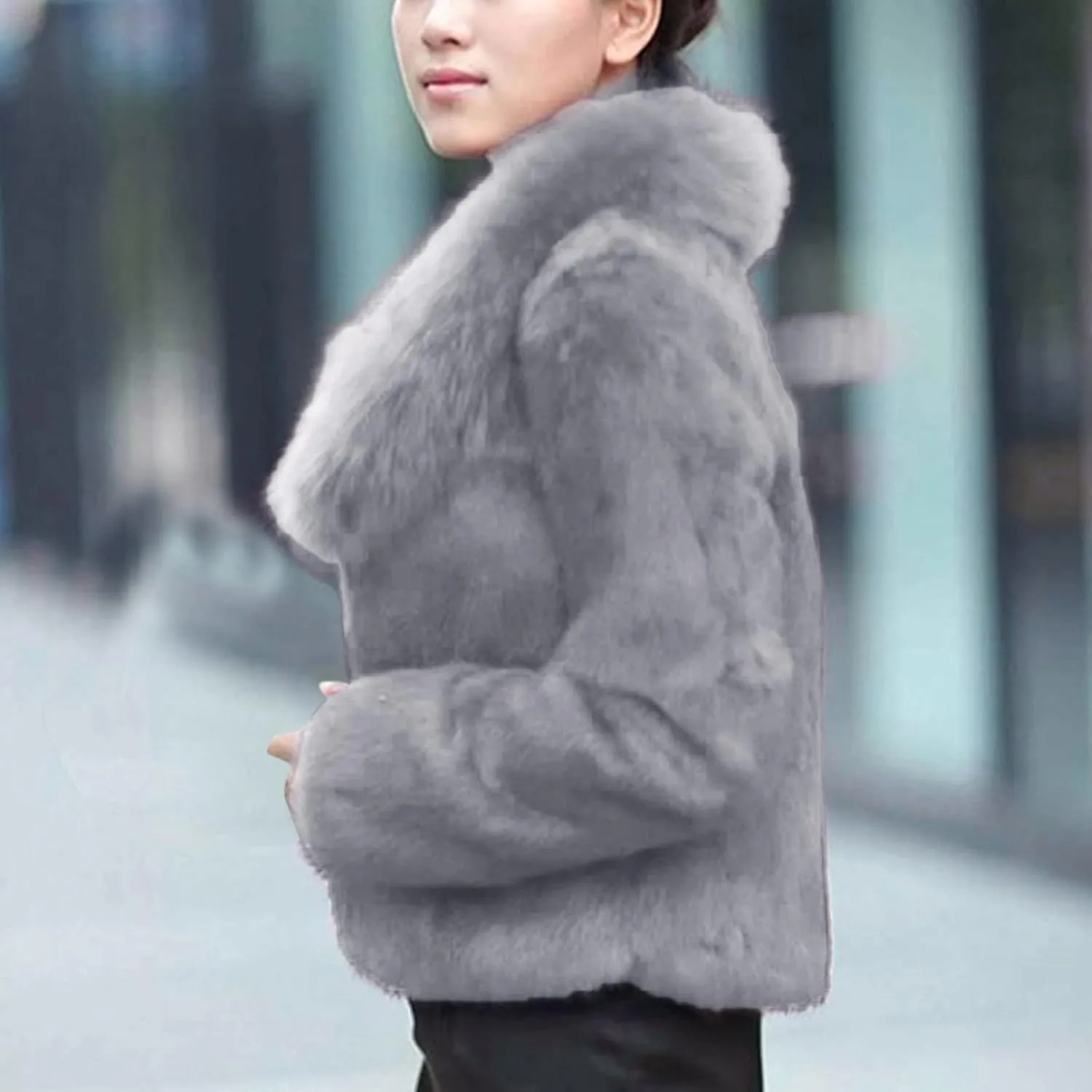 LCMTWX Winter Coat Women Long Furry Women Long Jacket Faux Sleeve Short Warm Women's Coat Vintage Parka Shaggy Jacket Coats