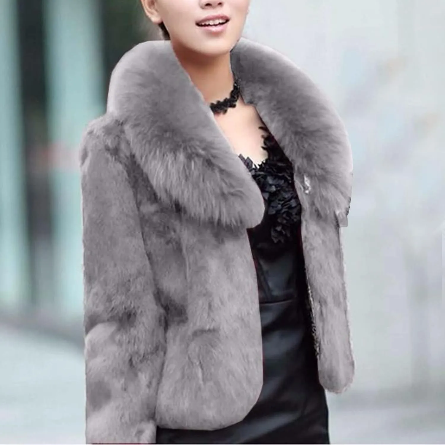 LCMTWX Winter Coat Women Long Furry Women Long Jacket Faux Sleeve Short Warm Women's Coat Vintage Parka Shaggy Jacket Coats