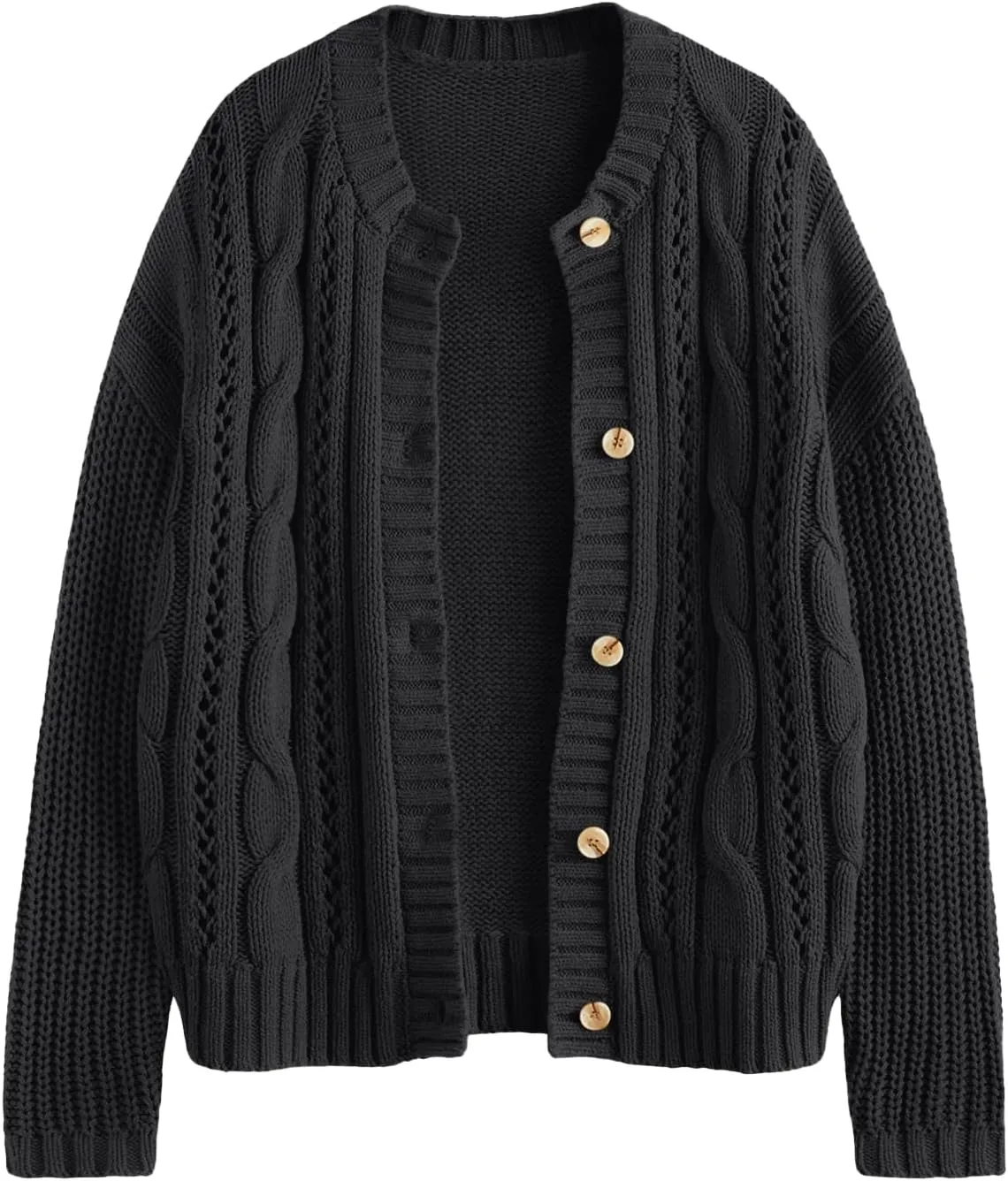LILLUSORY Women's Cardigan Sweaters Cable Knit Crochet Cotton Fall Jackets Button Up Chunky Trendy Outfits