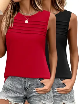 Micoson Womens Tank Tops 2025 Summer Casual Sleeveless Tops Loose Flowy Crewneck Shirt Basic Tees