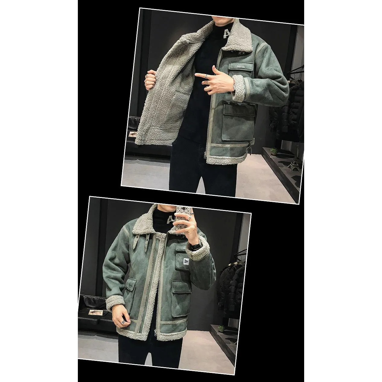 Monochrome Trendy Shearling Jacket