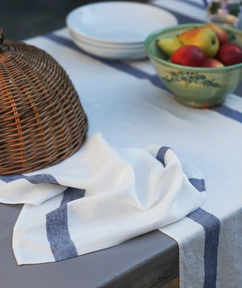 Navy Stripe Linen Table Runner | Arles Collection