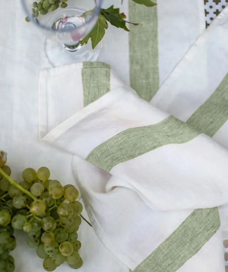 Olive Stripe Linen Table Runner | Arles Collection
