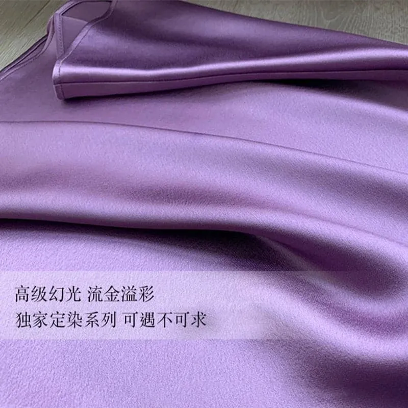 Satin Sleeveless Knee-Length Dress for Office Lady - Solid Sheath Style