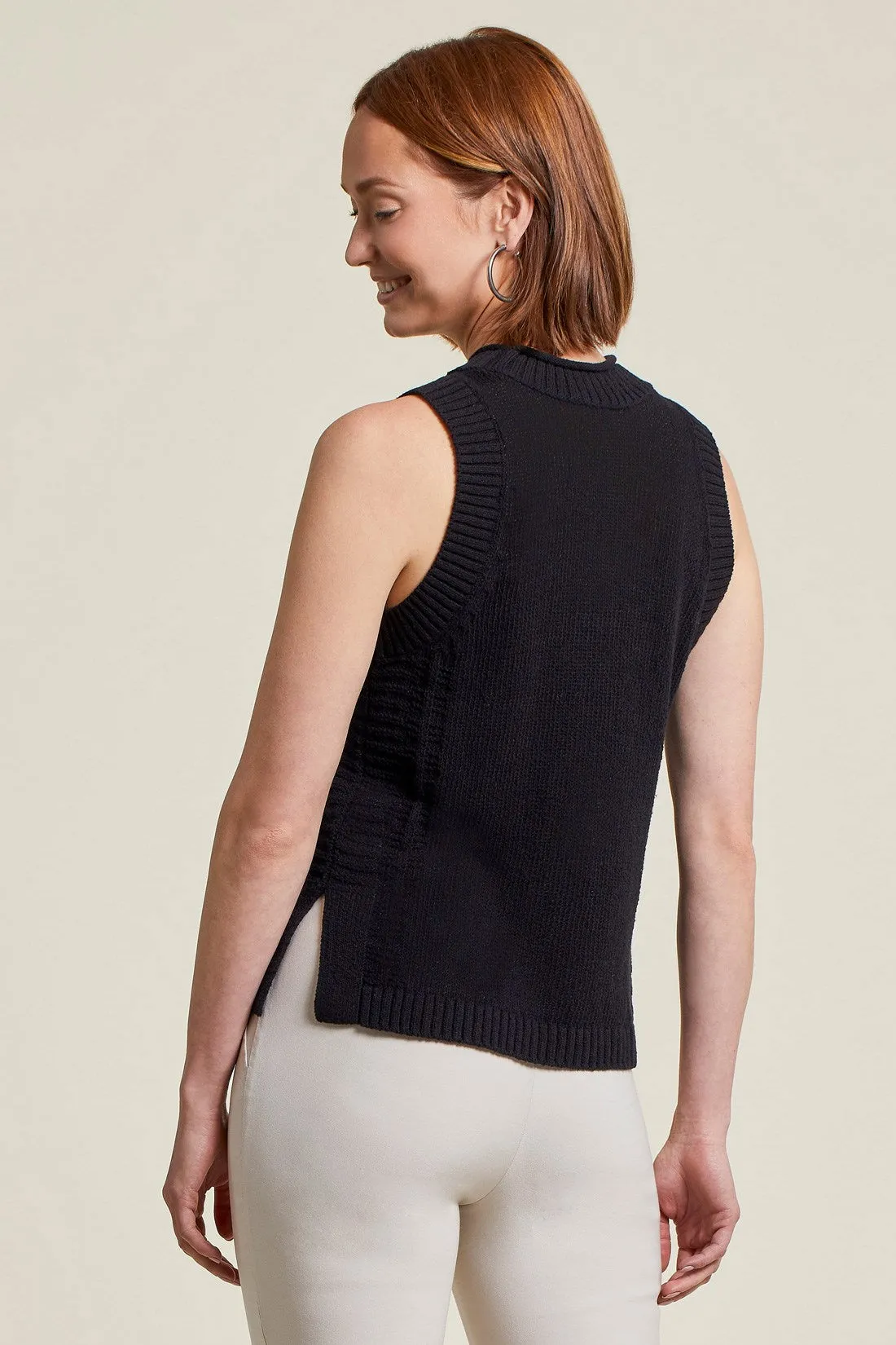 Sleeveless Mock Neck Sweater - Black