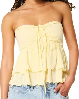 Summer Strapless Floral Print Babydoll Bandeau Tube Tops for Women Sleeveless Halter Y2k Going Out Tops