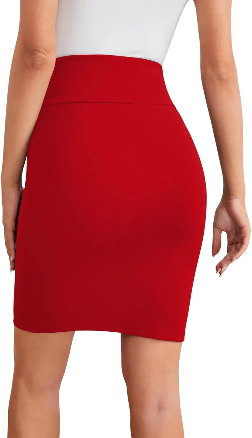 Sweet Hearts Mini Pencil Skirt for Women- Above Knee Silky Basic Bodycon Skirt Made in USA