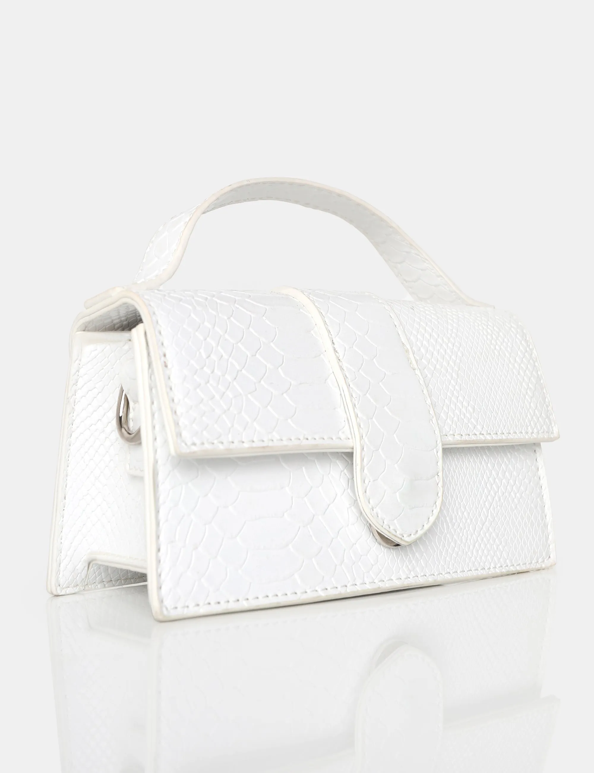 The Mika White Matte Croc Bag