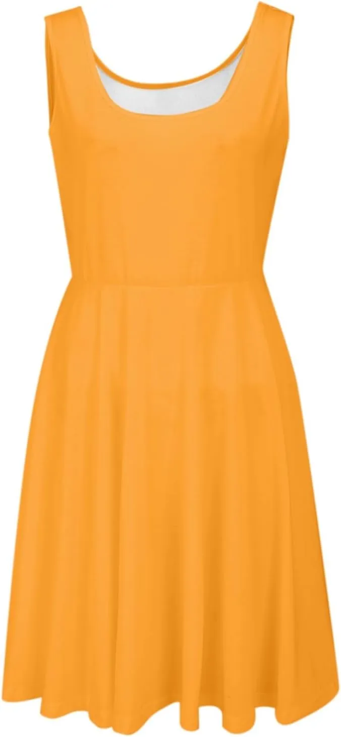 Women's Summer Dresses Scoop Neck Sleeveless A-Line Ribbed Knit Above Knee Tank Dress