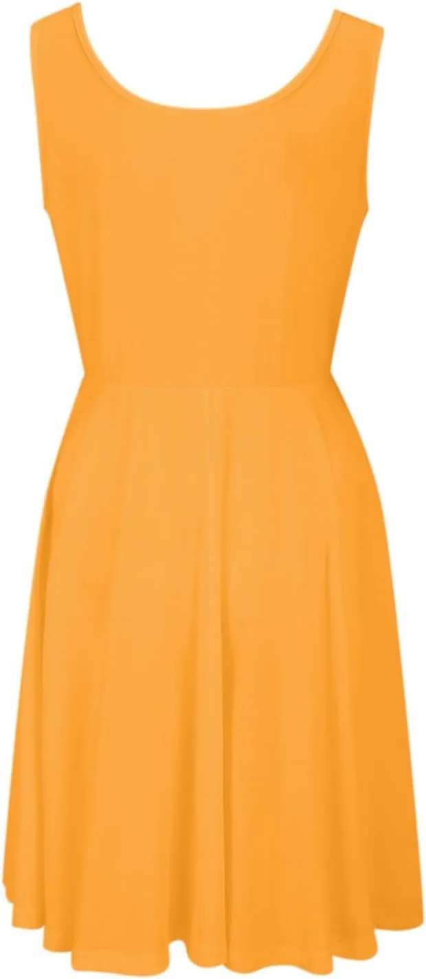 Women's Summer Dresses Scoop Neck Sleeveless A-Line Ribbed Knit Above Knee Tank Dress
