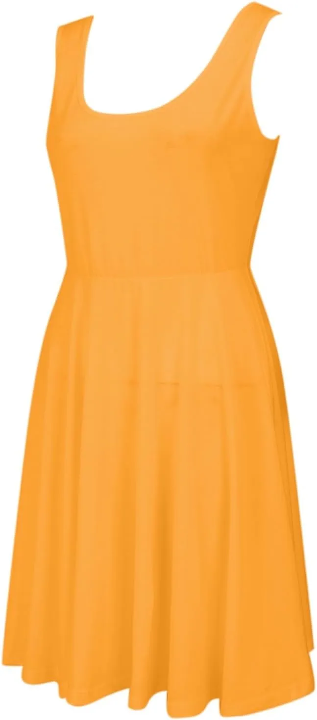 Women's Summer Dresses Scoop Neck Sleeveless A-Line Ribbed Knit Above Knee Tank Dress